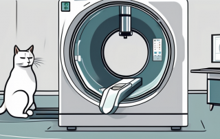 A cat lying inside a ct scanner