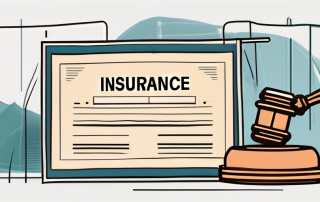 A gavel and an insurance policy document with a barrier or shield in between