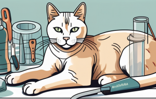 A cat with bandaged paws