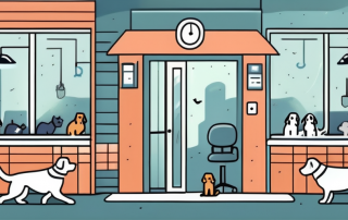 A veterinarian's office at night