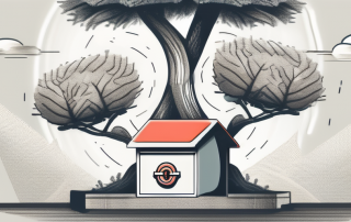 A sturdy safe box with a lifebuoy and a growing tree on top
