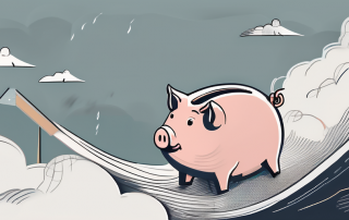 A broken piggy bank with a life insurance policy document sticking out