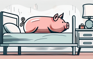 A hospital bed with a piggy bank on a bedside table