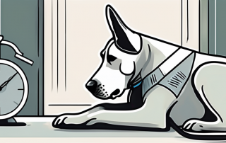 A dog wearing a bandage and a protective cone