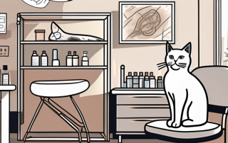 A cat sitting on an examination table in a veterinarian's office
