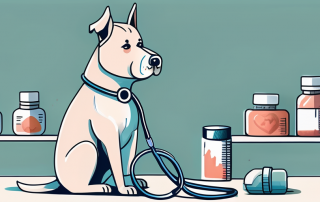 A dog wearing a stethoscope