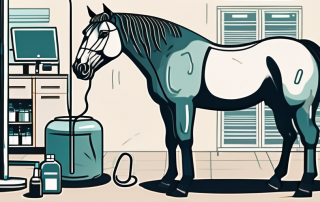 A horse in a veterinary clinic setting