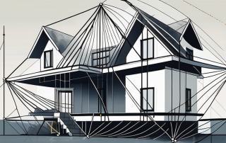 A house under construction with a safety net underneath it