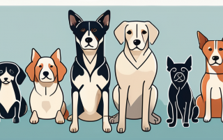 Several different breeds of dogs with a medical cross symbol placed subtly in the background