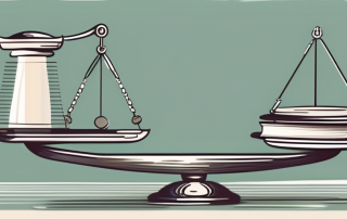 A balance scale with legal documents on one side and a shield on the other