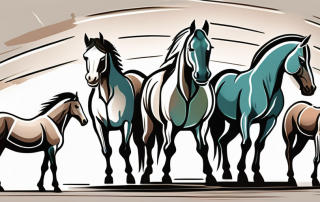 Several different horses in a stable