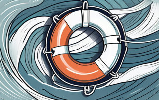A life buoy floating on a stormy sea