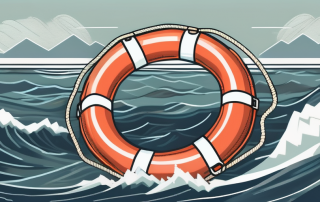 A life buoy floating on a stormy sea