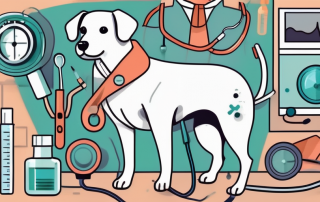 A dog wearing a stethoscope and a doctor's coat