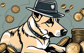 A german shepherd dog wearing a detective hat and magnifying glass