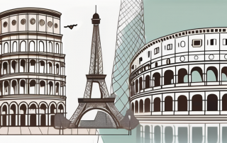 Several iconic european landmarks like the eiffel tower