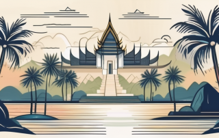 A travel insurance document with a thai landscape in the background