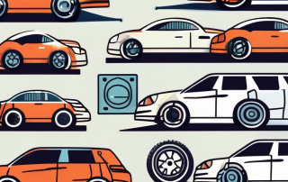 An automobile with various components highlighted