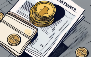 A wallet with coins and banknotes next to an insurance policy document