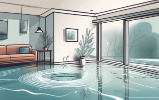 A burst water pipe in a house