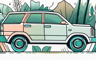 A car surrounded by nature elements