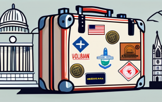 A suitcase adorned with travel stickers