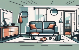 A house with various household items like furniture