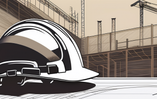 A construction site with a safety helmet