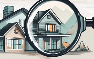 A magnifying glass focusing on a house