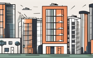 A variety of different types of buildings (such as a house