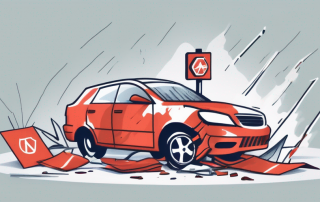 A car accident scene with visible insurance documents