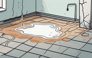 A basement floor with visible water pressure seeping through the cracks