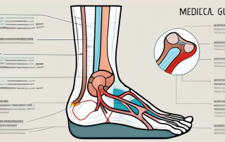 A human ankle with detailed annotations highlighting various parts