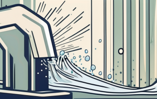 A burst water pipe with water gushing out