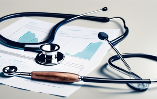 An insurance policy document next to a stethoscope and a broken tool