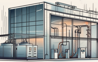 A building with various elements like heating