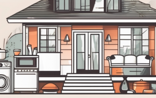 A house with various household items like furniture and appliances