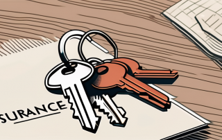 A set of keys next to an insurance policy paper