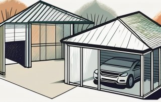 A variety of outbuildings like a shed