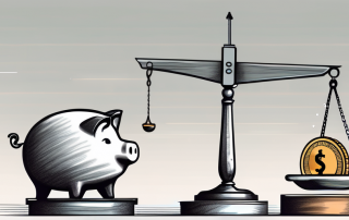 A scale balancing a gavel and a piggy bank