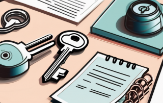 A set of keys on a table with a contract and a piggy bank