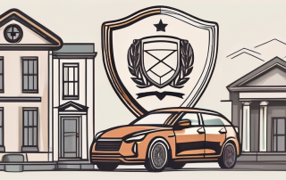 A shield symbolically protecting a house