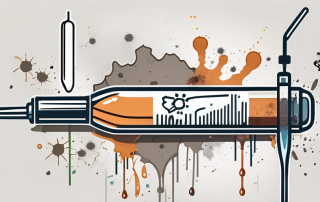 A broken syringe with vaccine leaking out