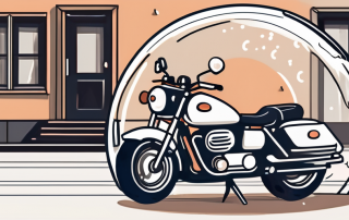 A motorcycle parked next to an insurance policy