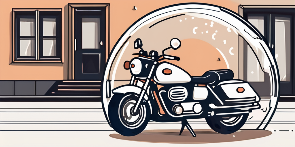 A motorcycle parked next to an insurance policy