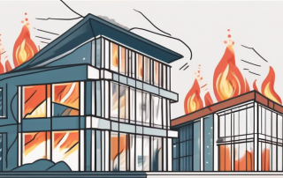 A building with various elemental forces such as fire