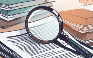 A magnifying glass hovering over a variety of insurance policy documents
