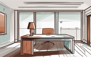 A furnished room with a key on the table