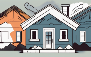 A house with various elemental damages such as fire