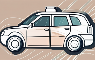 A car with a protective shield around it